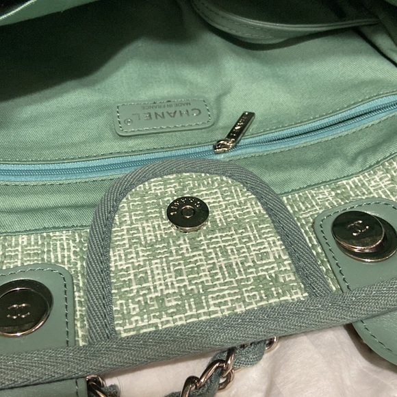 New Chanel canvas large green Bag Mixed Fibers & silver -Tone Metal .. - Picture 7 of 16